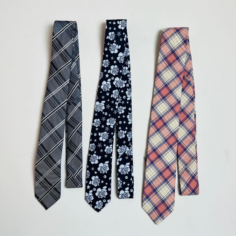 Set of 3 Neck‎ Tie for Men Skinny Tie Madness Multi colored Checkered NEW